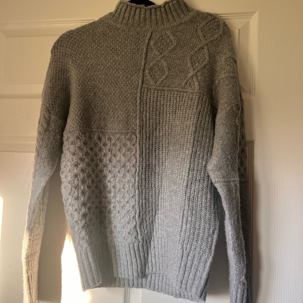 American Eagle Outfitters Gray Crewneck Sweater with Cable Knit